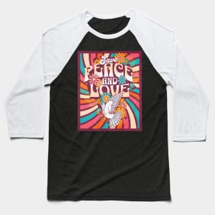 Peace and Love - Hippie Baseball T-Shirt